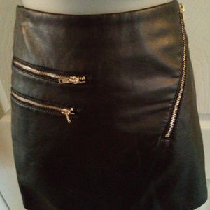 Faux Leather Front Zippers Mini